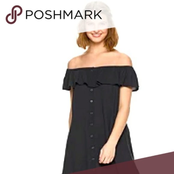 Mudd Off the Shoulder Ruffled Button Down Dress XS - Picture 2 of 3